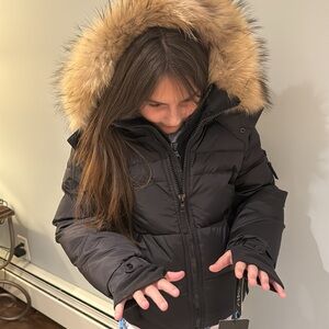 SAM. New with tags down fill jacket raccoon trim